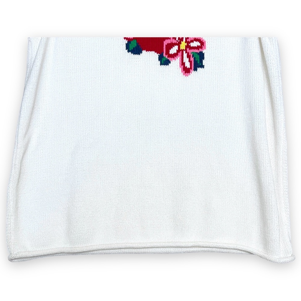 Goodclothes Knit Tank Cherry and Flowers 100% Cotton White Summer Shirt Medium - Picture 4 of 5